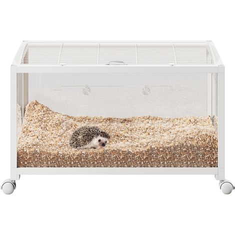 Jaula para hámster, material plástico, 24 x 16 x 18 pulgadas, apta para animales pequeños de hasta 2 kg, doble acceso, 4 ruedas giratorias. (1/5)