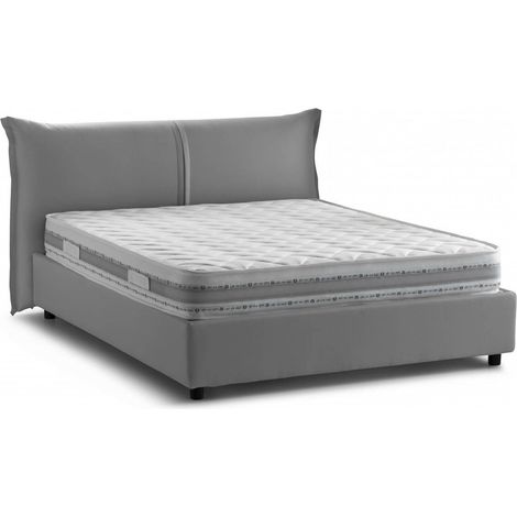 Talamo Italia Letto matrimoniale Clelia, 100% Made in Italy, Apertura frontale, con materasso 160x190 Cm incluso, Grigio, con imballo rinforzato