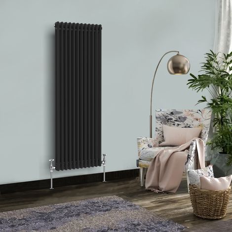 Traditional Radiator Cast Iron Style Radiator 2 Column Black 1500 x 560mm