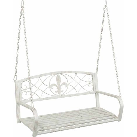 Swing Bench Steel 110.5 x 59 x 55 cm Antique White vidaXL