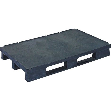 BRB Kunststoffpalette, Euro-Maß 1200x800x150 mm, geschlossene Deckfläche, 3 Kufen, Sicherungsrand, Tragkraft dynamisch 1500 kg (1/2)