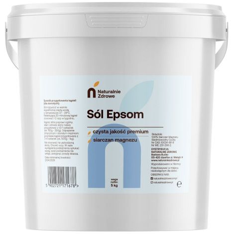 Seau de 5 kg de sulfate de magnésium Naturally Healthy - Sel d'Epsom