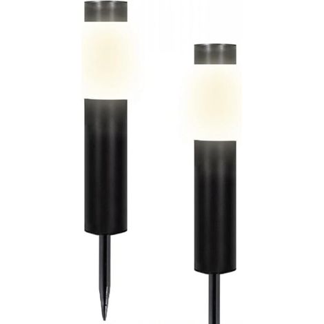Solar-Gartenleuchten für den Außenbereich, Solar-Gartenleuchten aus Edelstahl, schwarz (2er-Pack) (1/5)
