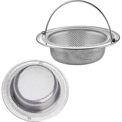 Filtre évier Cuisine,2 Pcs Filtre à évier avec Poignée en Acier Inoxydable,Grille Evier Cuisine,Bouchon Evier Cuisine,pour Évier de Cuisine/Salle de Bain Filtre AntiObstruction (11 cm Diamètre)
