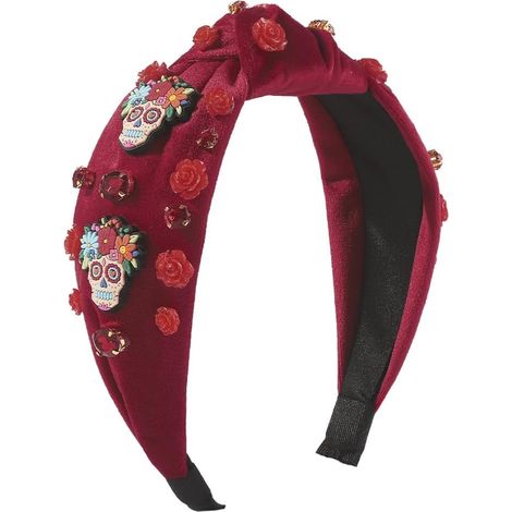 Knot Day of the Dead Bandeau large bord avec perles assorties pour femme (1/5)