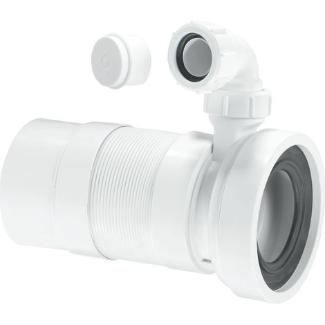 McAlpine WC-F26PV 97-107mm Inlet x 110mm Plain End Outlet Straight Flexible WC Connector with 1.25 Universal Vent Boss.