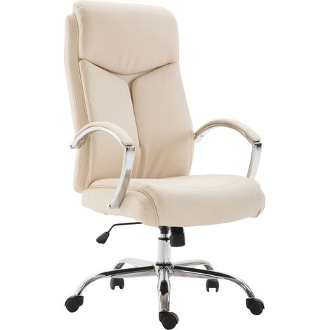 Silla de oficina ajustable sintética color crema BUR10256