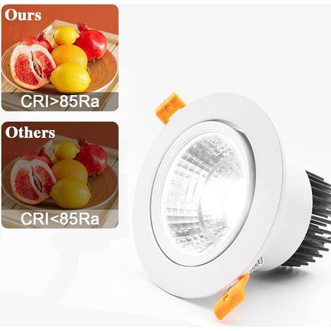 6 Pack LED Spots Encastrable, 7W COB Plafonnier Encastré Lamp,AC 220-240V,Blanc Froid 6000K,Ajuster l’angle 30°,IP44,Découpe 70-80mm,Pour salle de Salon,Couloir, bain,Cuisine(Noir) (1/2)