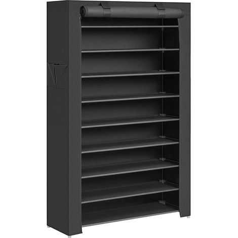 [JAMAIS UTILISÉ] Armoire étagères à chaussures XXL 10 couches 45 paires de chaussures avec housse 88 x 28 x 160cm Noir RXJ36H (1/5)
