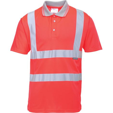 Polo de manga corta de cuello acanalado A.V con cintas reflectantes PORTWEST S477 S Rojo