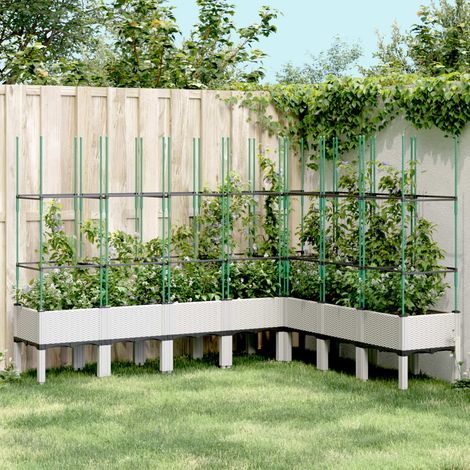 Jardinière Pot de Fleurs avec treillis blanc 200x160x142,5 cm PP CVW52625 (1/5)