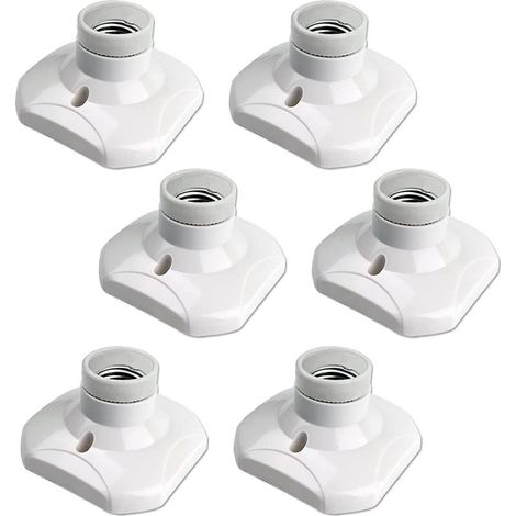Portalámparas de techo E27 de rosca, portalámparas de garaje E27, CA 220-240V, portalámparas LED, base de lámpara de techo E27, base de lámpara de plástico blanco para aplique de pared, paquete de 6 (1/5)