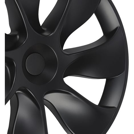Enjoliveurs 19 pouces style turbo sportif pour Tesla Model Y 2020-2023, cache-moyeu noir mat, kit de 4 remplacement (1/5)