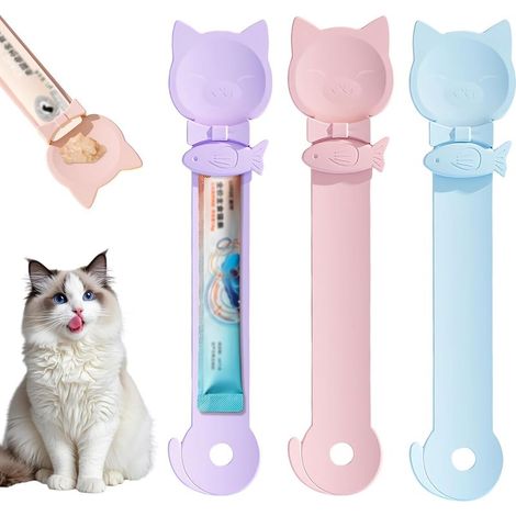 Distributeur de friandises pour chat – Cuillère multifonction pour friandises à lécher, alimentation pour animaux de compagnie pour presser la purée et les collations liquides (1/5)