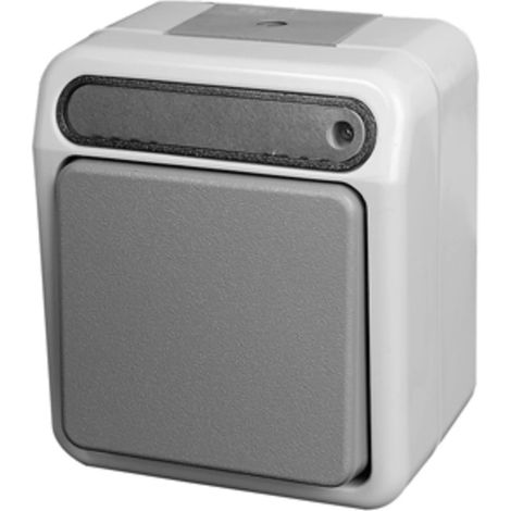 Interrupteur à voyant lumineux Merten IP44 AQUASTAR gris clair