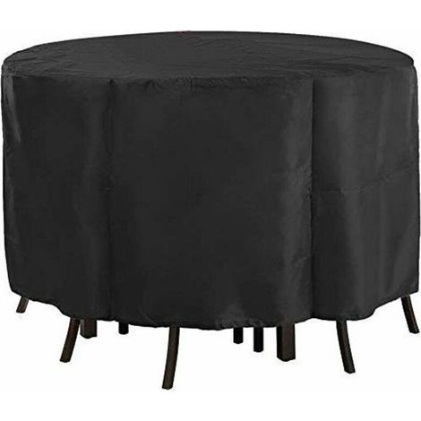 Table De Jardin Ronde, Housse De Chaise De Table De Patio Ronde, Housse De Meubles De Patio D'extérieur Oxford Robuste Résistante Au Vent, à L'eau Et Aux UV - Comme Montré, 142x68cm