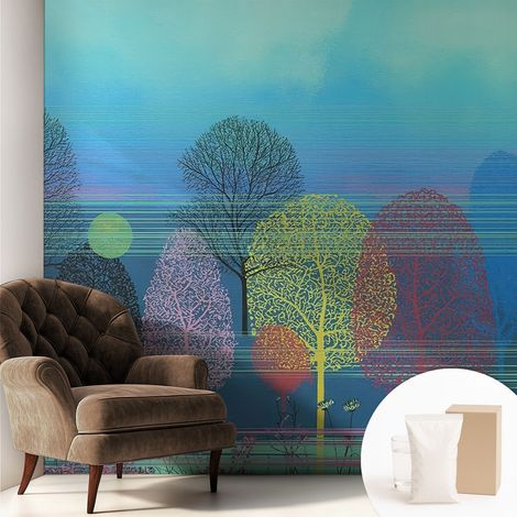 Carta Da Parati Non Tessuto - Di Alta Qualità Per Il Soggiorno La Cucina - Tendenze Moderne - Vlies Ecologico Armonia colorata 250x250 cm (1/5)