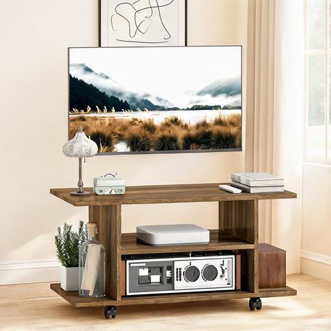 Meuble TV noyer en bois 80 x 40 x 40 cm (1/5)