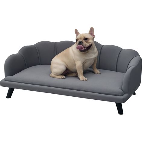 Dog Sofa, Pet Couch Bed for Medium, Large Dogs, with Legs, Cushion - Grey