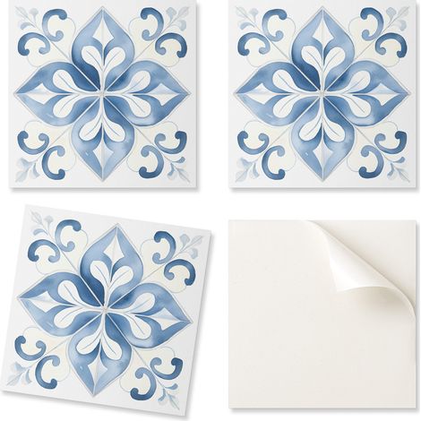 Baldosas de vinilo autoadhesivas con estampado para el sal贸n. Dise帽o floral en baldosas de 20x20x20 cm.