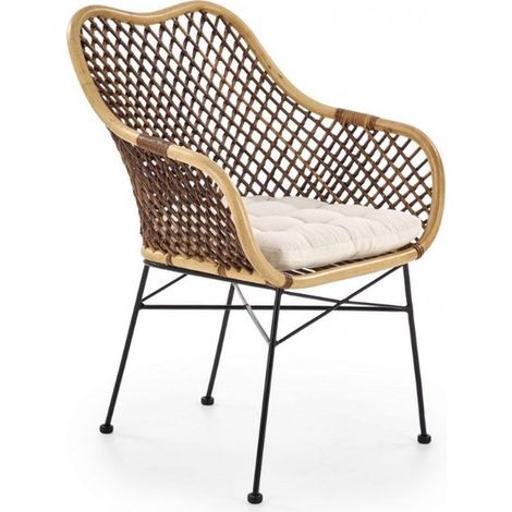 Fauteuil rotin pieds acier avec coussin Bronx (1/5)