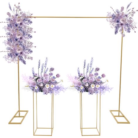 2x2 M Arche de Mariage avec 2 pièces 80cm H Support de Fleurs, Support de Fond en métal pour Anniversaire, Mariage, fête prénatale, décoration de Remise de diplôme (Doré) (1/5)