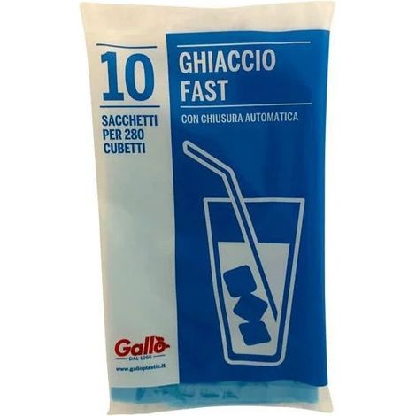 Gallo 10 Sacchetti Plastica Formaghiaccio - 28 Cubetti Ciascuno 18x35cm