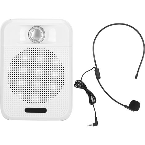 Amplificateur vocal portable, microphone rechargeable, haut-parleur, radio, compatible carte mémoire, blanc (1/5)