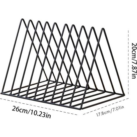 Étagère de bureau en fer forgé style triangle nordique pour classeurs et magazines, idéale pour le bureau à domicile. (1/4)