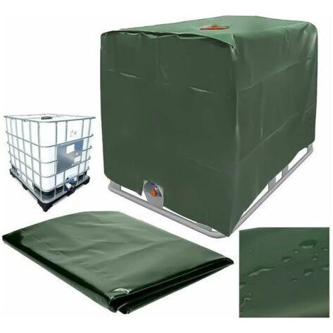 Bâche de réservoir d'eau, Bâche Couverture Réservoir IBC pour Cuve 1000L, Capôt de Protection Container Citerne Eau, Anti-poussière Anti-UV Anti-Pluie, 120x100x116cm (vert) (1/4)