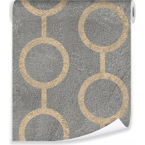 Papier peint géométrique 3D motifs béton déco murale loft – rouleau 0,5 x 10 m intissé Wallarena (1/3)