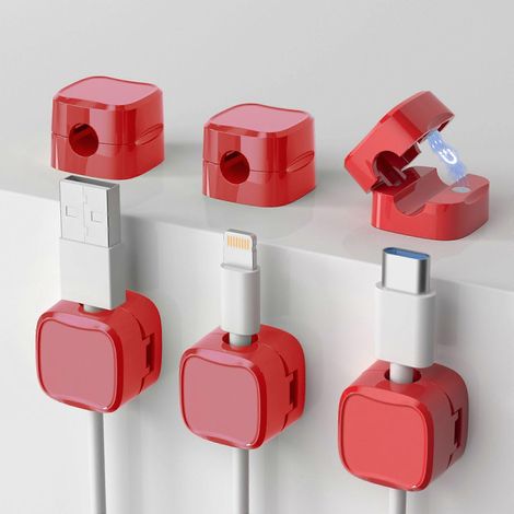 Organizzatore di cavi magnetico, 6 clip magnetiche per cavi, clip autoadesive per riporre i cavi su comodino o scrivania - AquaForge