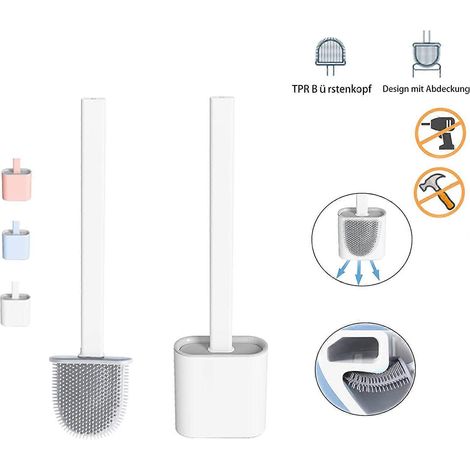 Brosse de toilette, brosse de toilette en silicone, brosses de toilette pour salles de bains avec (1/4)