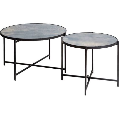 Table basse gigogne en verre fumé et métal Florian (1/5)