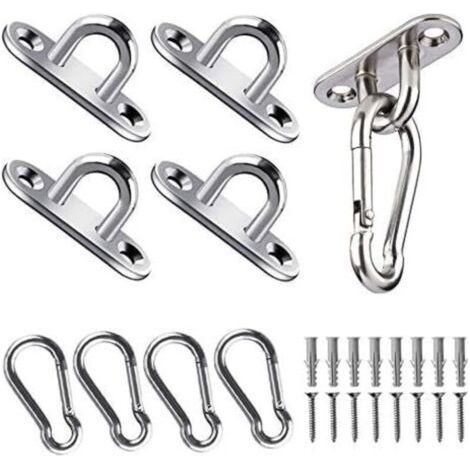 4 Ceiling Hook, Stainless Steel Oblong Eye Plates for Yoga Swings Hammocks Awning Boat Accessories (1/5)