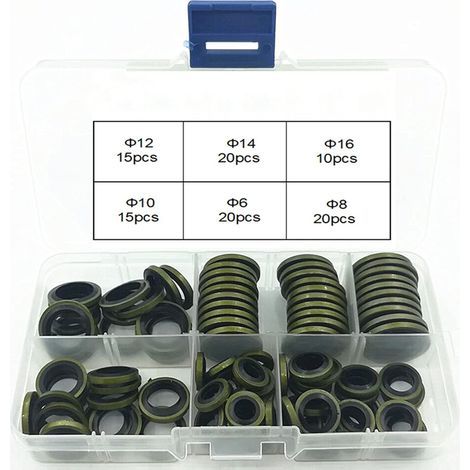 100 pcs Bague d'étanchéité Caoutchouc Kits d'assortiment Joints Toriques, Joint Bouchon Vidange Métal, Nettoyeur Haute Pression Caoutchouc Hydraulique