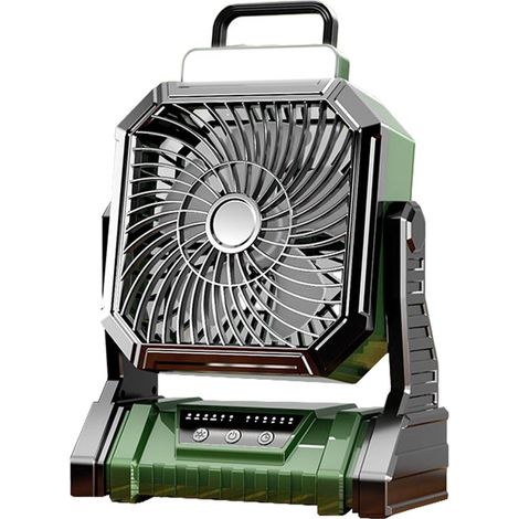 Ventilatore da campeggio ricaricabile per tenda，Con lanterna da 5400 mAh，4 impostazioni regolabili，rinfrescatore d'aria per interni (1/2)