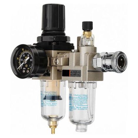 Filtre régulateur de pression d'air pneumatique 1/4 NPT – Séparateur huile-eau – Pression 150 PSI – Pour compresseur professionnel - AW2000-02 (1/5)