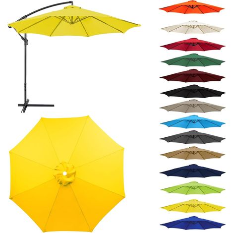 Auvent De Remplacement pour Parasol Toile De Parasol Déporté Remplacement Pour Cour,Jardin,Plage, Protection UV 50+ (2.3m-8 ribs,Jaune)