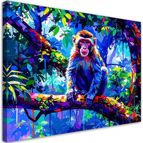 Wandbild Bunter Affe auf einem Ast 100x70 cm (1/5)