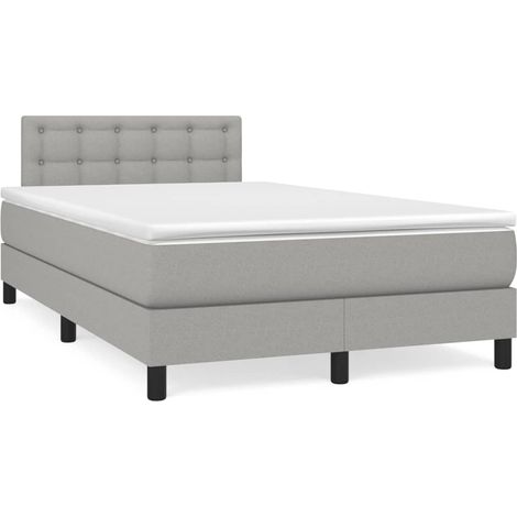 Sommier à lattes de lit matelas LED gris clair 120x190 tissu (1/5)