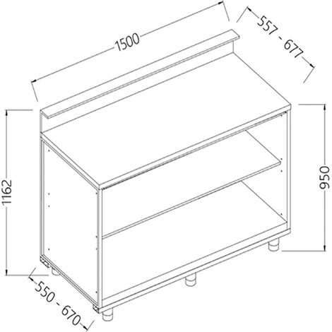 Comptoir de bar neutre 1500 x 550 x 1162mm - Diamond