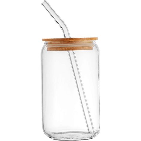 Gobelet en verre transparent en forme de canette de bière, compatible avec les couvercles à ouverture facile, idéal pour les fêtes (lot de 1). (1/5)