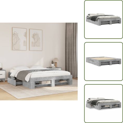 Cadre de lit sans matelas gris béton 160x200 cm bois ingénierie - Cadre De Lit - Cadres De Lit - Meubles De Chambre À Coucher - Lit (1/5)