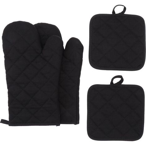 Guanti da forno, 2 guanti da forno e 2 presine, guanti da griglia in cotone, guanti da cucina resistenti al calore per cuocere, cucinare e grigliare, 30 × 15 (1/5)