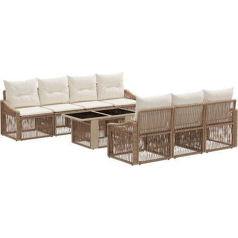 Gartensofa-set 8 stk. Beige und Cremeweiß Poly-Rattan vidaXL (1/5)