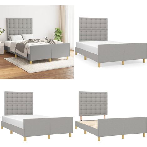 Giroletto senza Materasso Grigio Chiaro 120x200 cm Tessuto - Letto con testiera - Testiera per letto