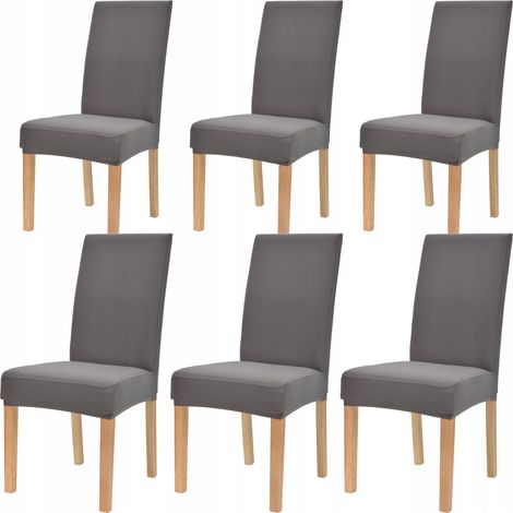Coprisedie elastici lisci, taglia L, TESS, 6 pezzi, grigio grafite