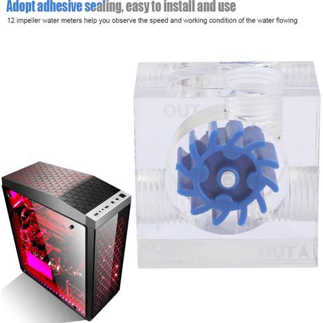 Indicateur de Débit d'Eau G1/4 pour Refroidissement PC, Accessoire Acrylique Bleu LSJ PM3 (1/5)