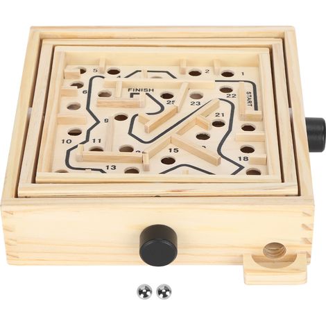 Wooden Maze Game Labyrinth Board Track Ball Puzzle Gaming Educational Toy Blue Colored Box (1/5)